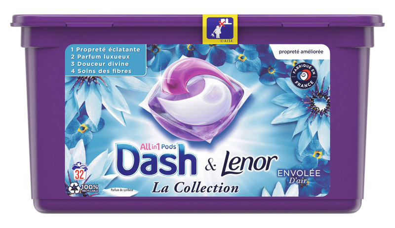 LESSIVE PODS + LENOR AIR FRAIS 32D DASH