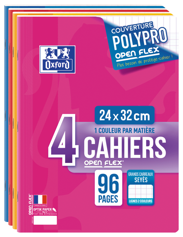 4 CAHIERS 24X32 CM OPENFLEX OXFORD