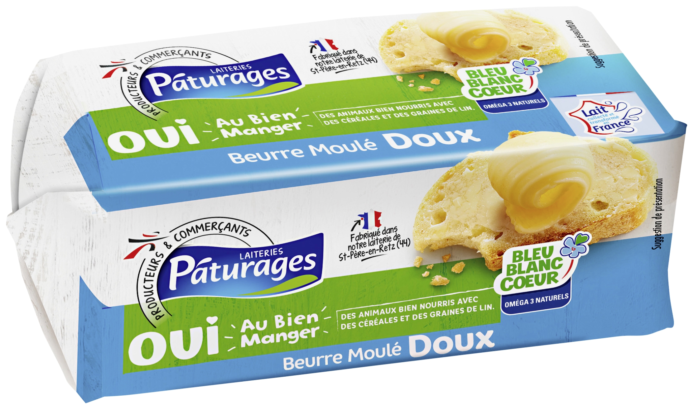 Beurre moulé doux Bleu Blanc Cœur Pâturages