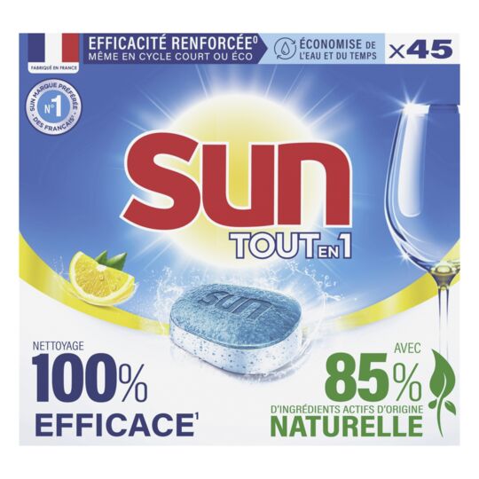 Tablettes lave-Vaisselle tout en 1 Citron Ecolabel x45 SUN