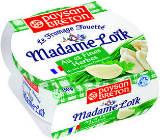 LE FROMAGE FOUETTÉ MADAME LOÏK AIL ET FINES HERBES 23% MAT. GR.(1) “PAYSAN BRETON”