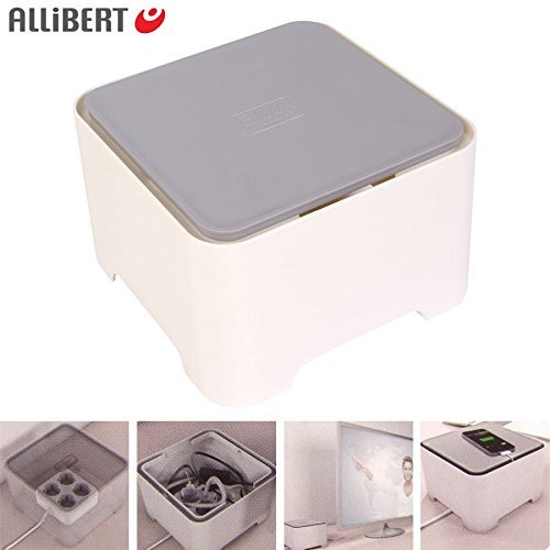 Allibert 220045 E-Box Boîte de Rangement Carrée pour Câbles Polypropylène Blanc/Gris 19,5 x 19,39 x 12,6 cm