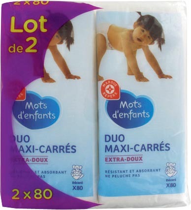 DUO MAXI CARRÉ COTON BÉBÉ “MOTS D’ENFANTS”