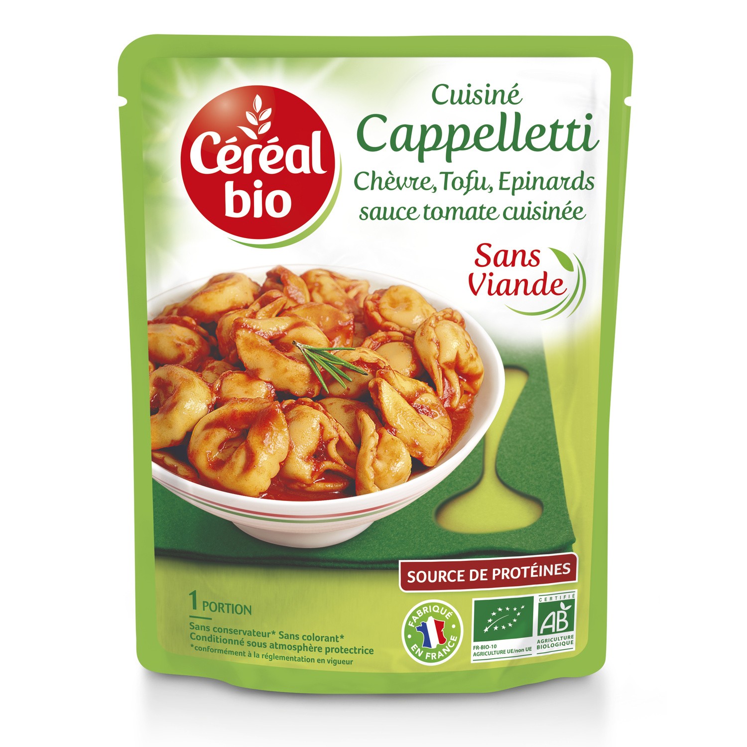 Plat cuisiné bio Cappelletti tofu/épinard