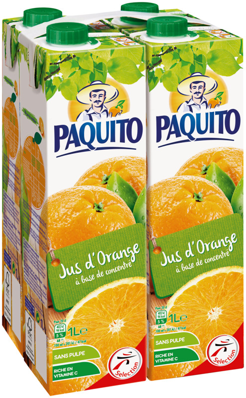 JUS À BASE DE CONCENTRÉ D'ORANGE PAQUITO